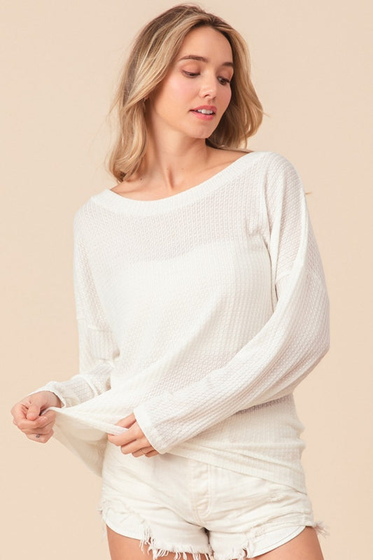 BiBi Waffled Backless Drawstring T-Shirt-1