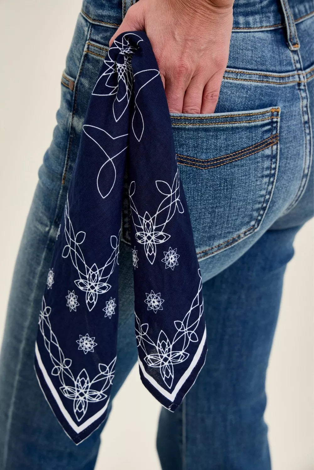 Jaqueline Mid Rise Flare with Triple Needle Back Pkts and Bandana Loop