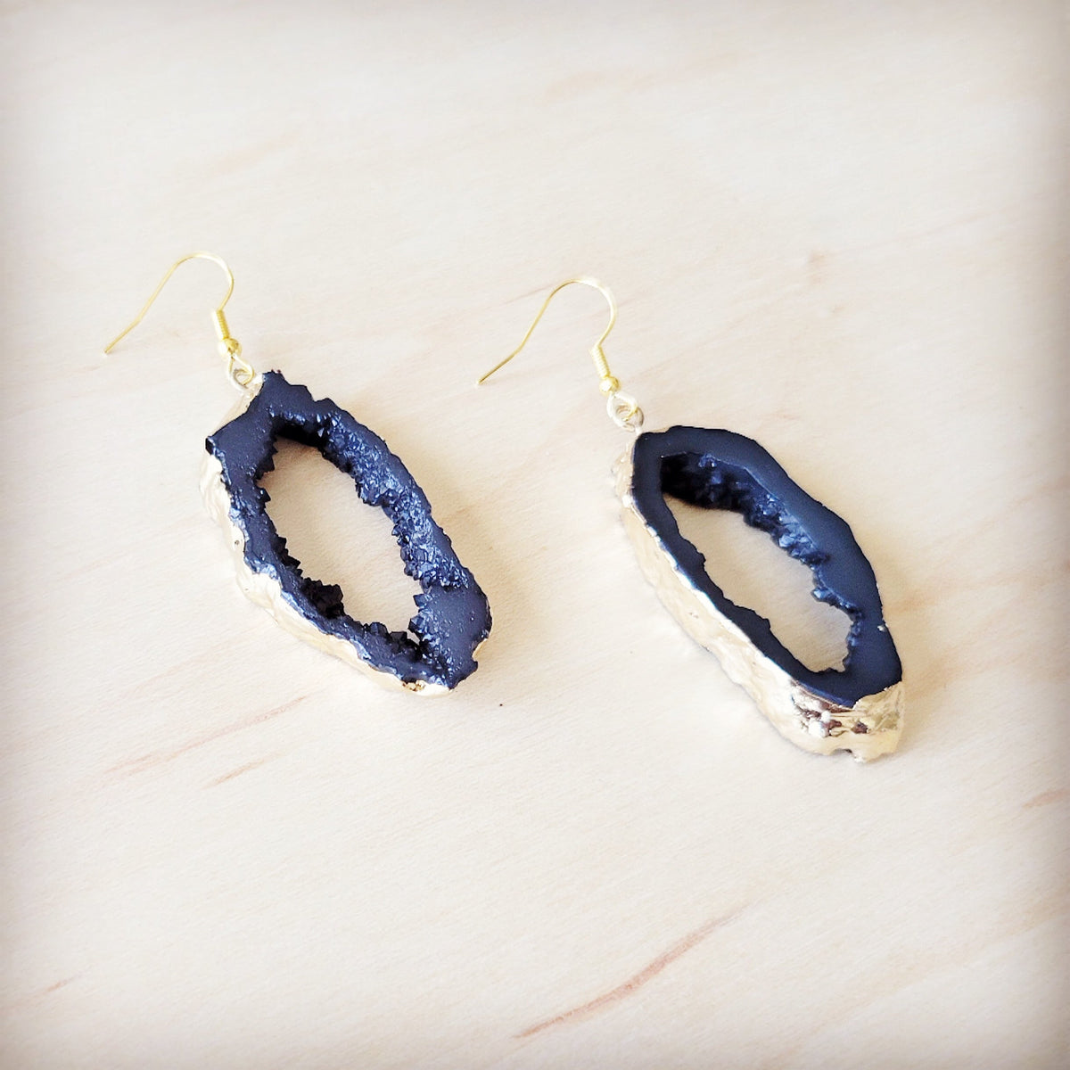 Elegant Crystalized Geode Dangle Earrings-1