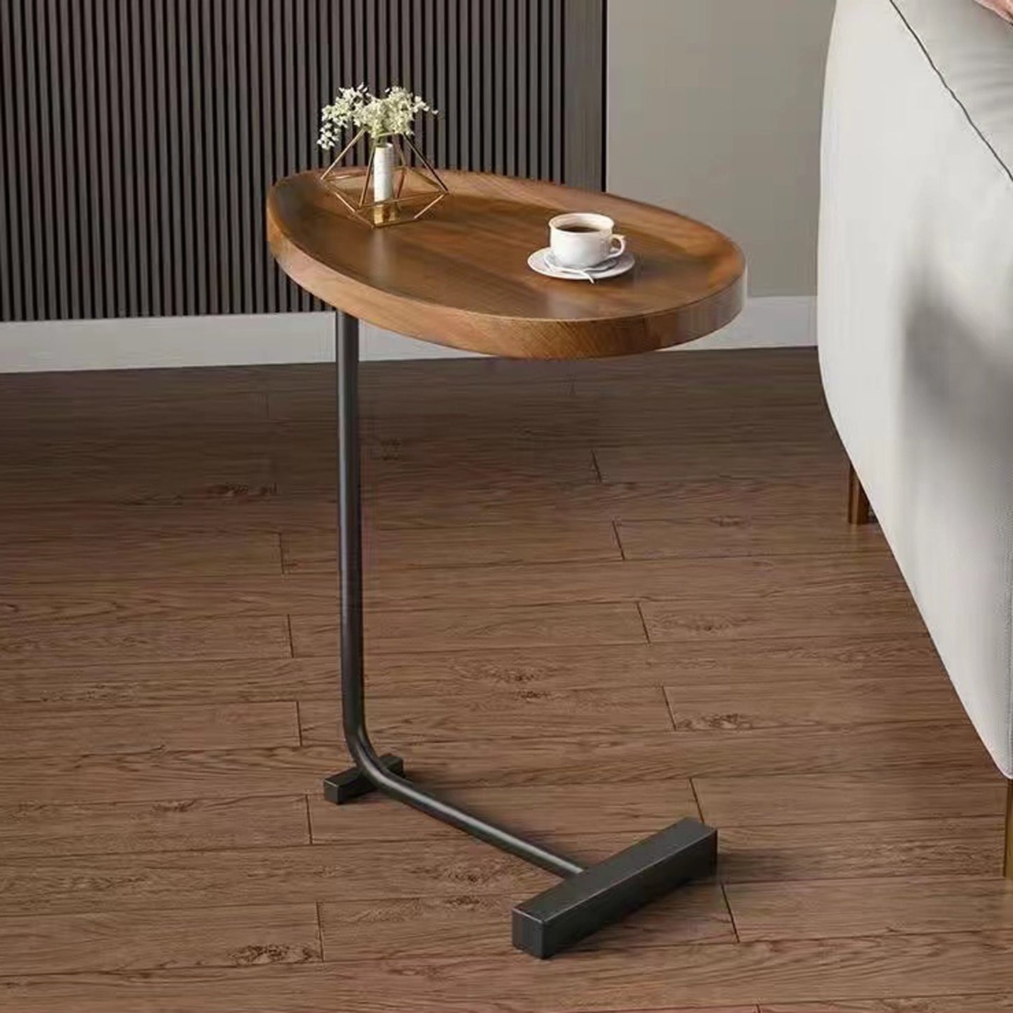C-shaped Brown Side Table