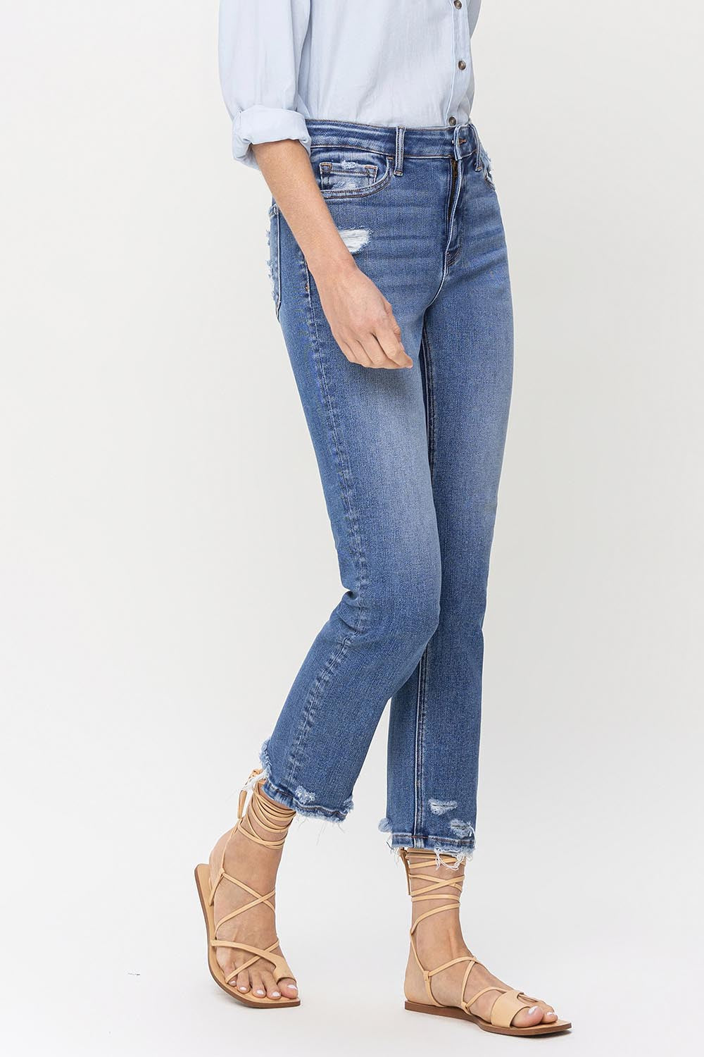 Lovervet High Rise Raw Hem Straight Jeans-4