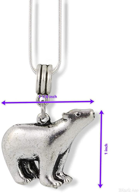 Polar Bear Jewelry for Women | Polar Bear Necklace for Women on a 22 inch Stainless Steel Snake Chain a Great Polar Bear Chain Bear Pendants and Polar Bear Gifts for Women or Men with Great Silver Bear-1