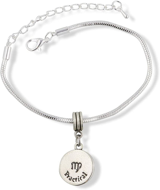 Virgo Astrology Sign Snake Chain Charm Bracelet-1