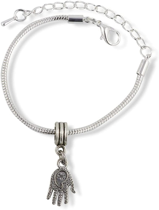 Hamsa (small with swirls on palm) Snake Chain Charm Bracelet-1