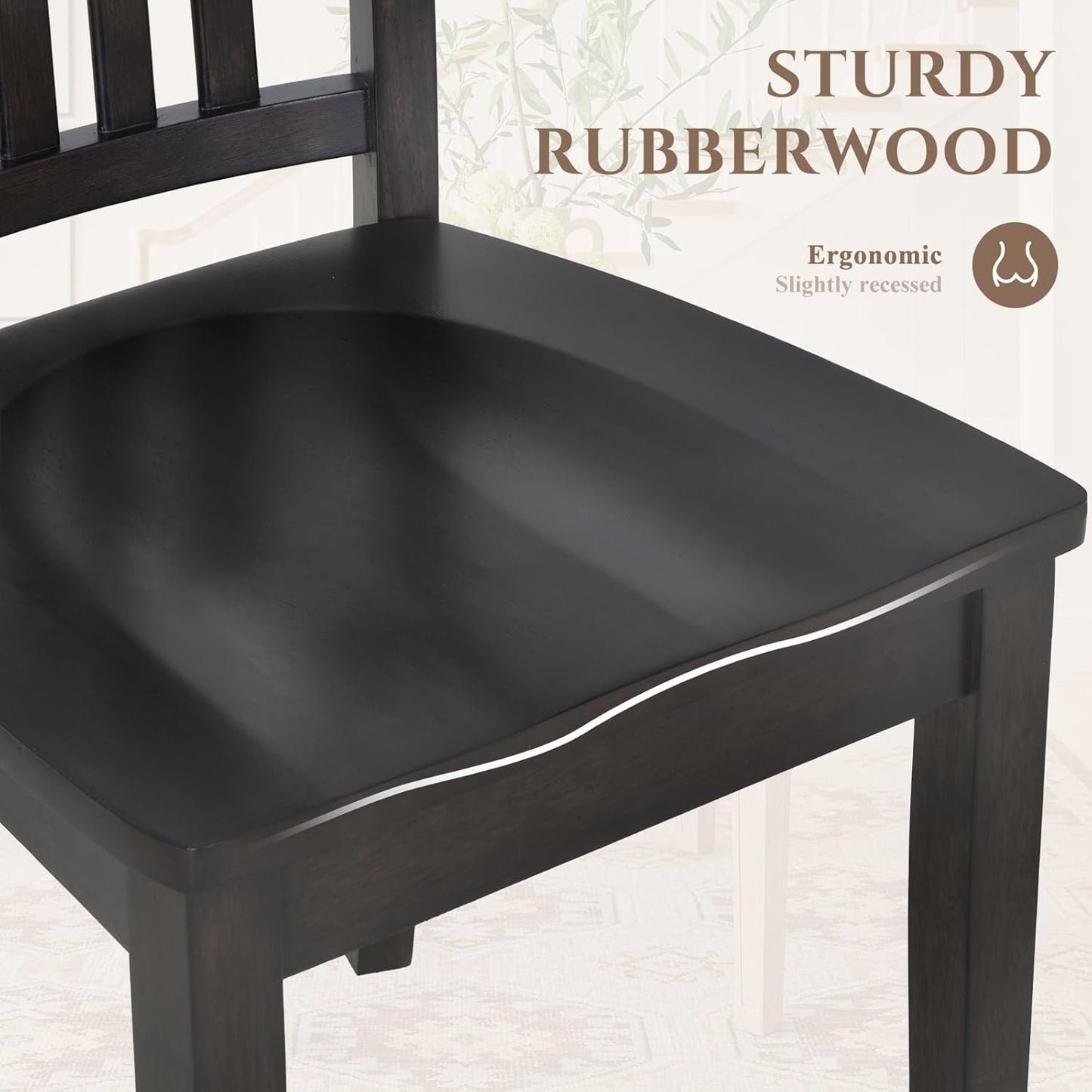 Wooden Windsor Dining Chairs Set Of 6 Dark Brown With Spindle Back-4