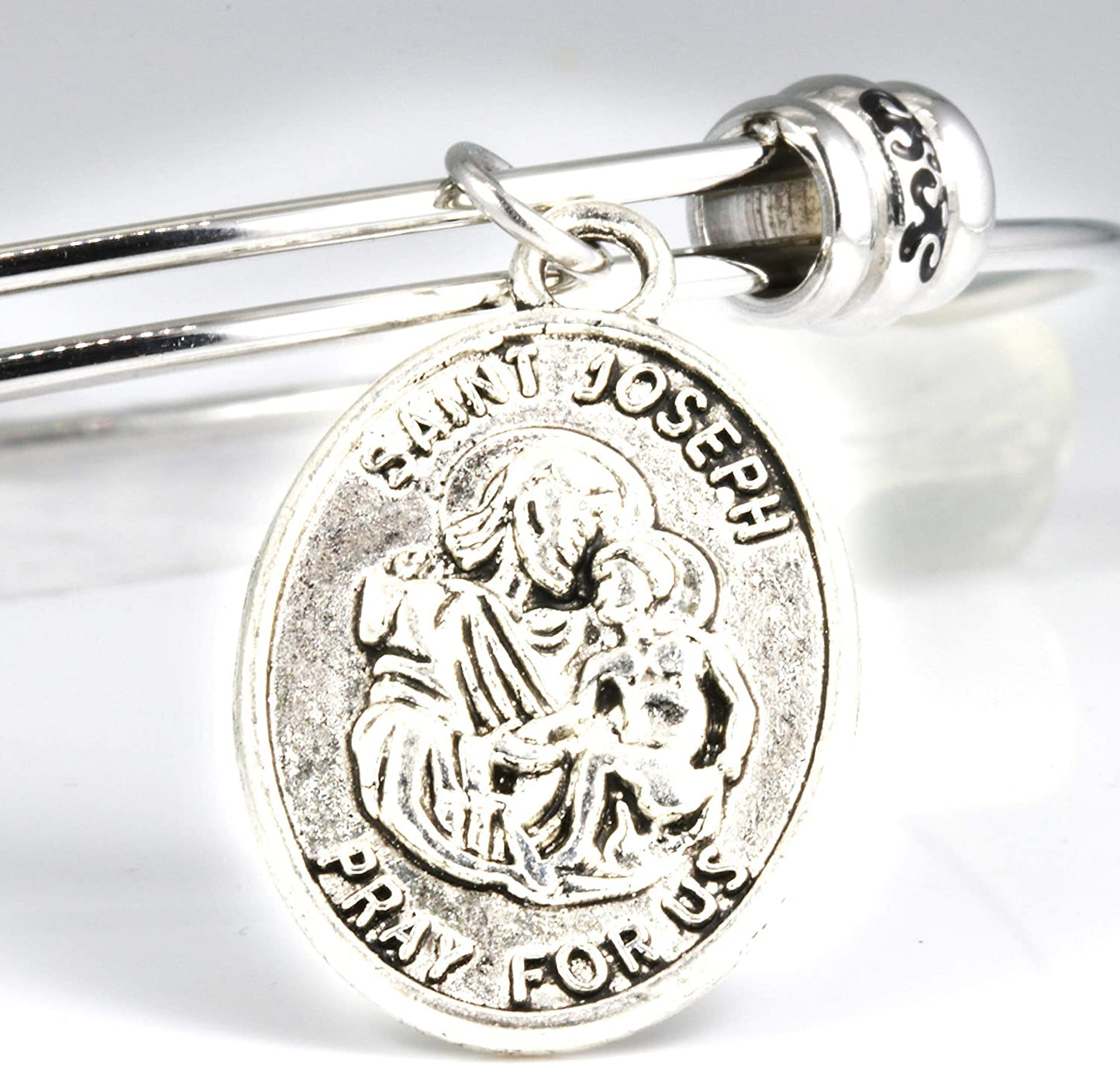 St Joseph Medal | St Joseph Bracelet Bangle makes Great Saint Joseph Jewelry for Men or Women-4