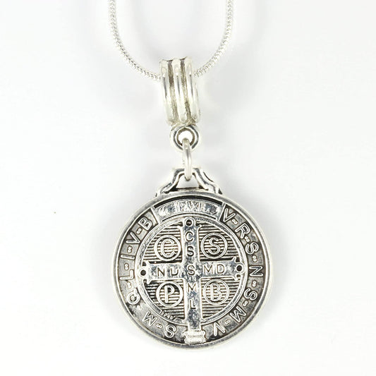 St Benedict Necklace | St Benedict Medals Pendant on a 22 inch Stainless Steel Snake Chain Medallas de Hombre Gift for Men or Women Medalla de San Benito Saint Benedict Necklace of Protection-1