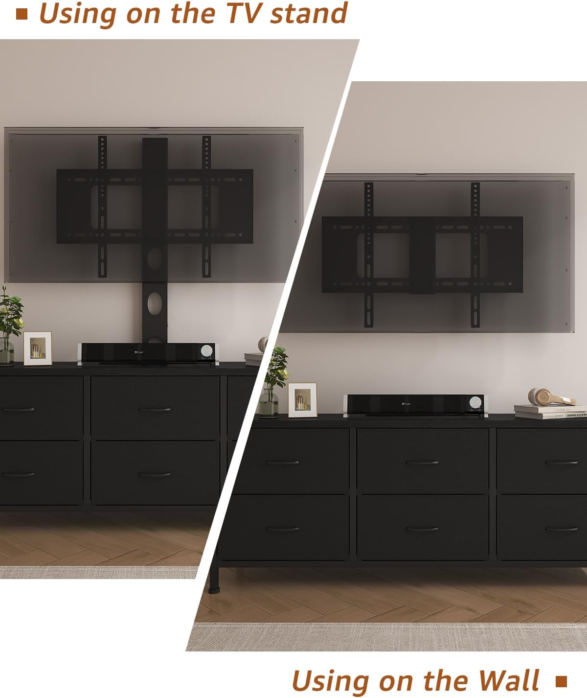 Black TV Entertainment Stand With Adjustable Mount-4