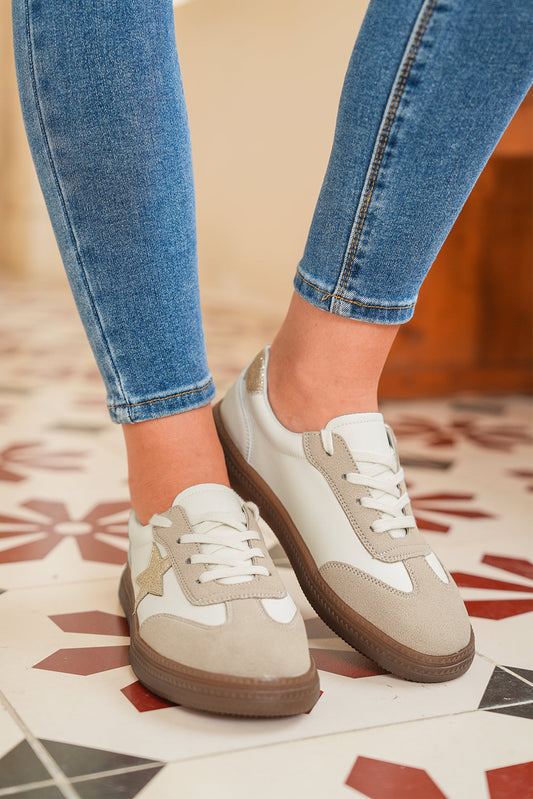 Starry Patch Lace-Up Retro Flattie