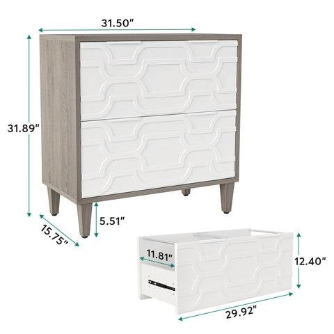 Modern Grey/White Wood 2 Drawer Filing Cabinet Printer Stand-4