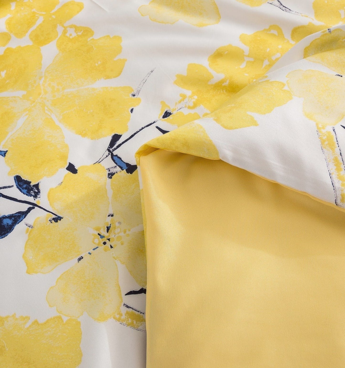 Tache Microfiber Watercolor Tropical Floral Yellow Blue Duvet Cover (JHW-841)-4