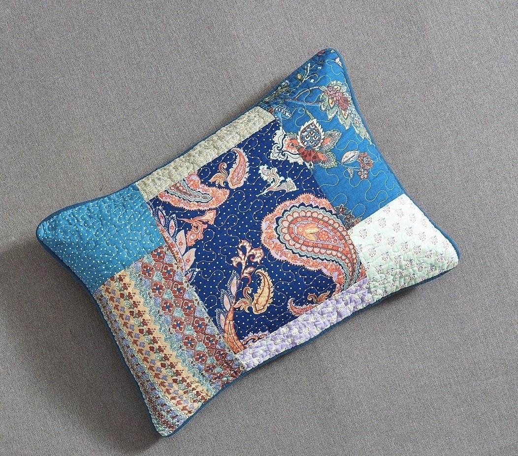 Tache Cotton Patchwork Paisley Bohemian Night Flower Pillow Sham (JHW-882)-1
