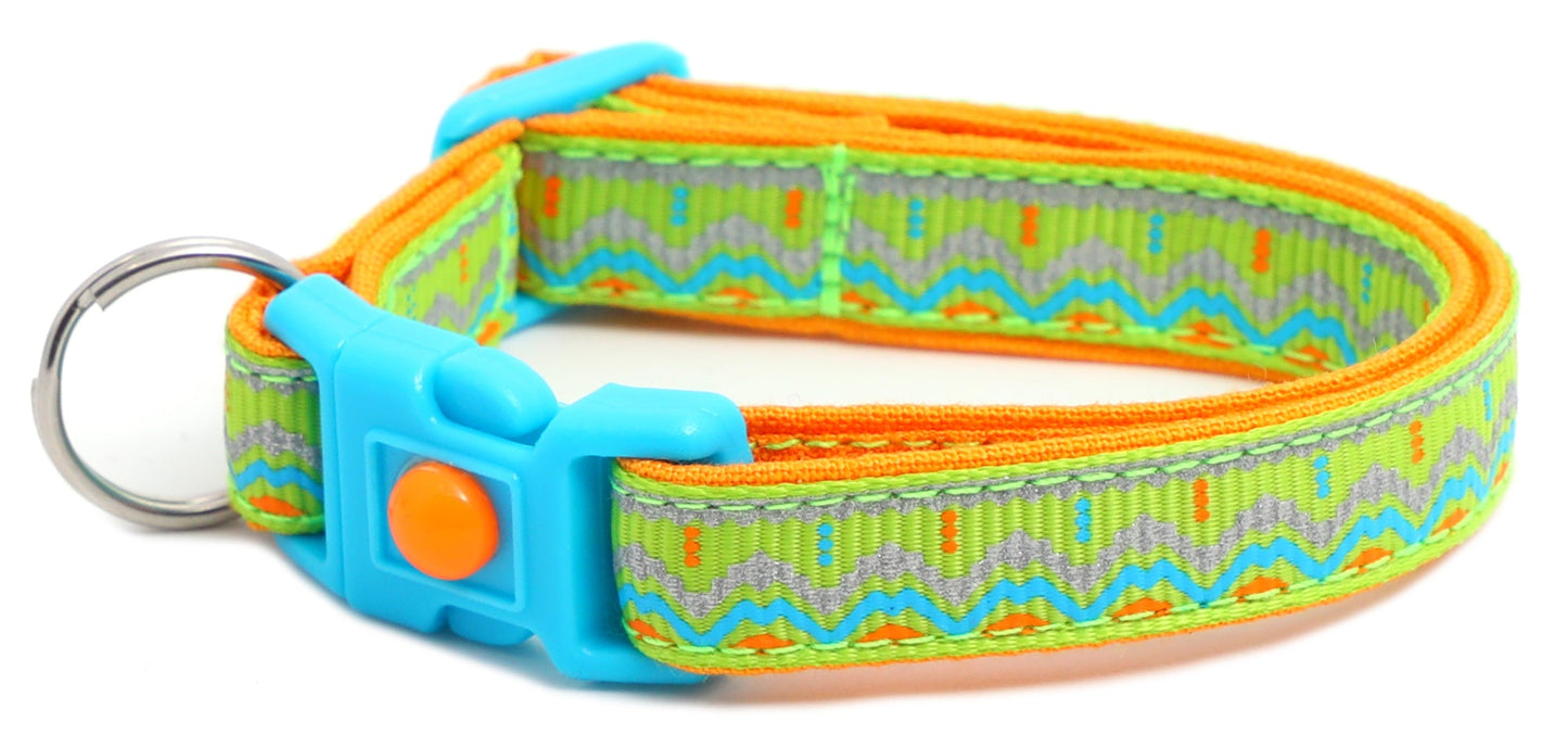 Blue and Orange Aztec Breakaway Cat Collar-29