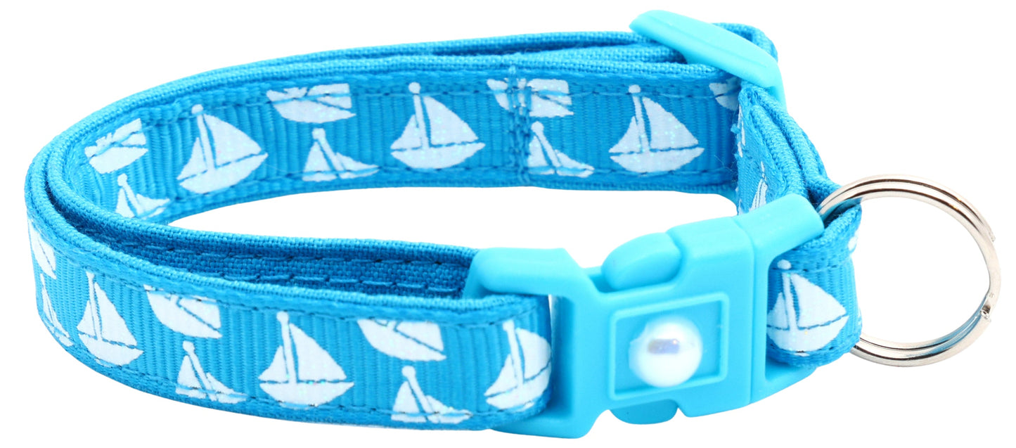 Sailboats on Red Breakaway Cat Collar