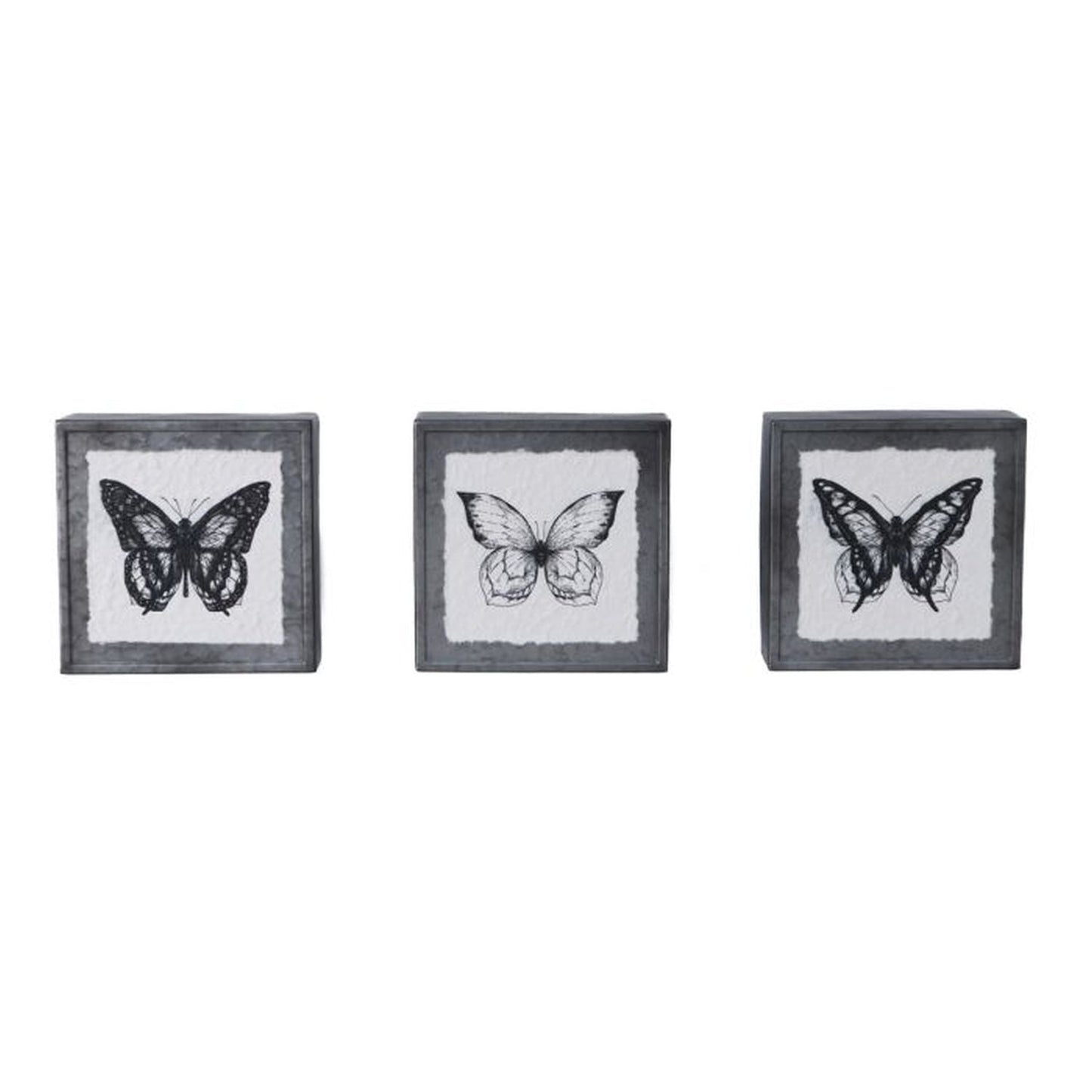 Regency International Metal Butterfly Print 7.75X7.75", Set Of 3, Assortment-0