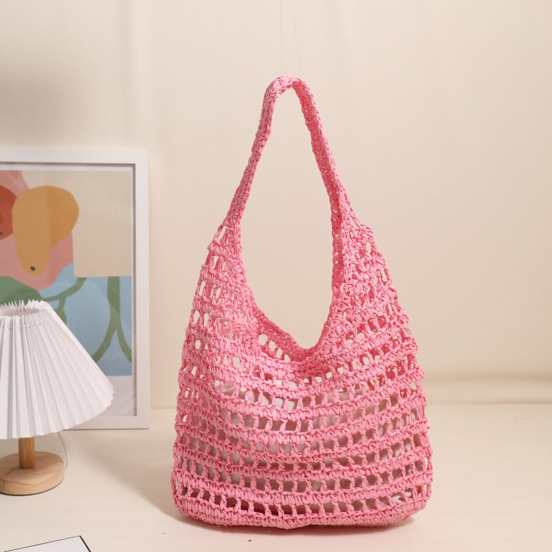 Seaside Vacation Beach Bag French Large Capacity Shoulder Straw Bag-9