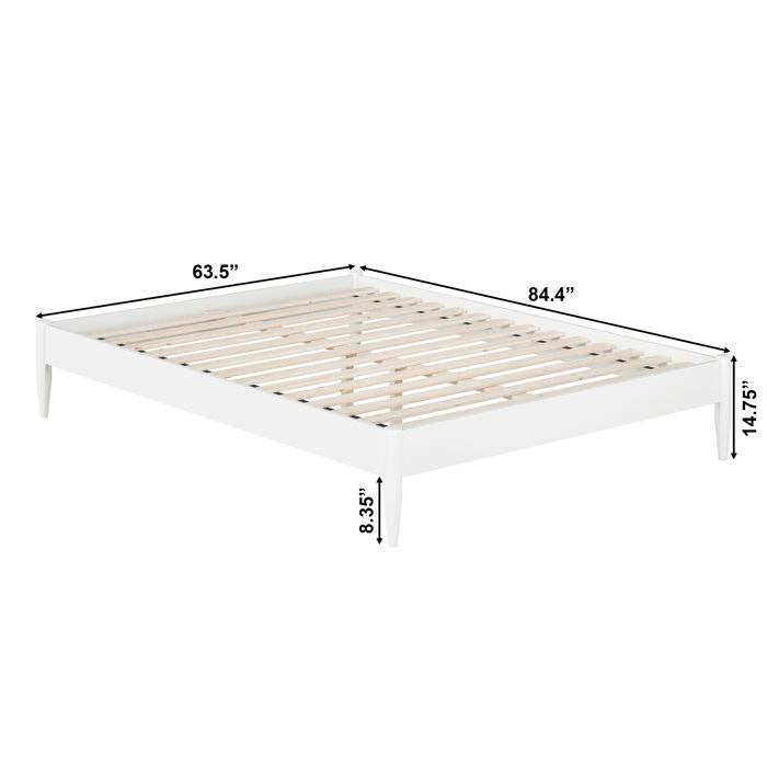 Queen Size Solid Hardwood Victorian Style White Platform Bed-4