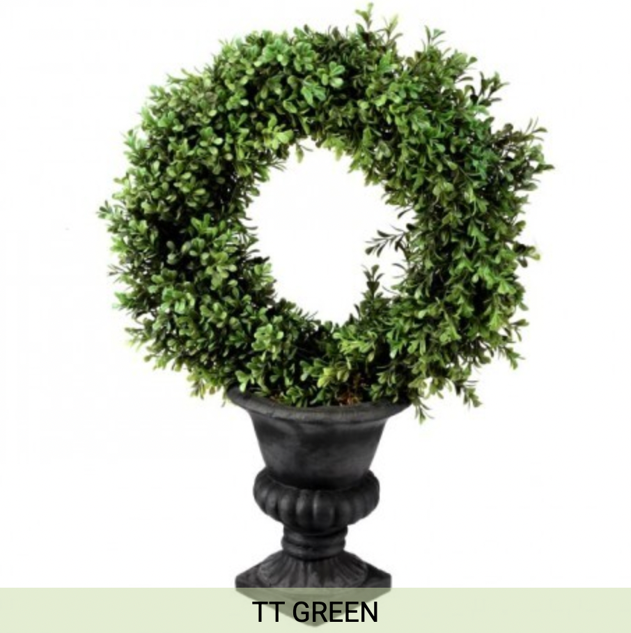 21" PLASTIC BOXWOOD WREATH URN-0