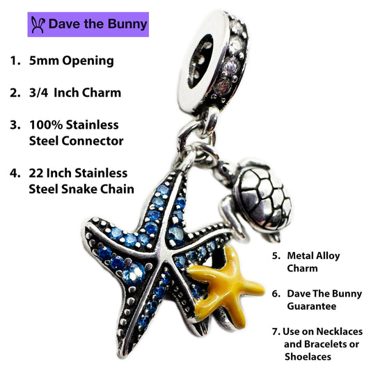 Starfish Necklace - Elegant Ocean Jewelry for Women Turtle Necklace Stainless - Steel Snake Chain with Metal Alloy Starfish Charm - Perfect Starfish Decor Accessory-1