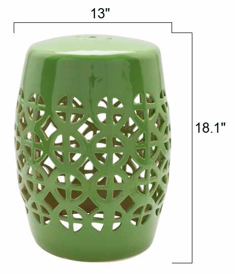 Green Green Ceramic Lattice Stool-3