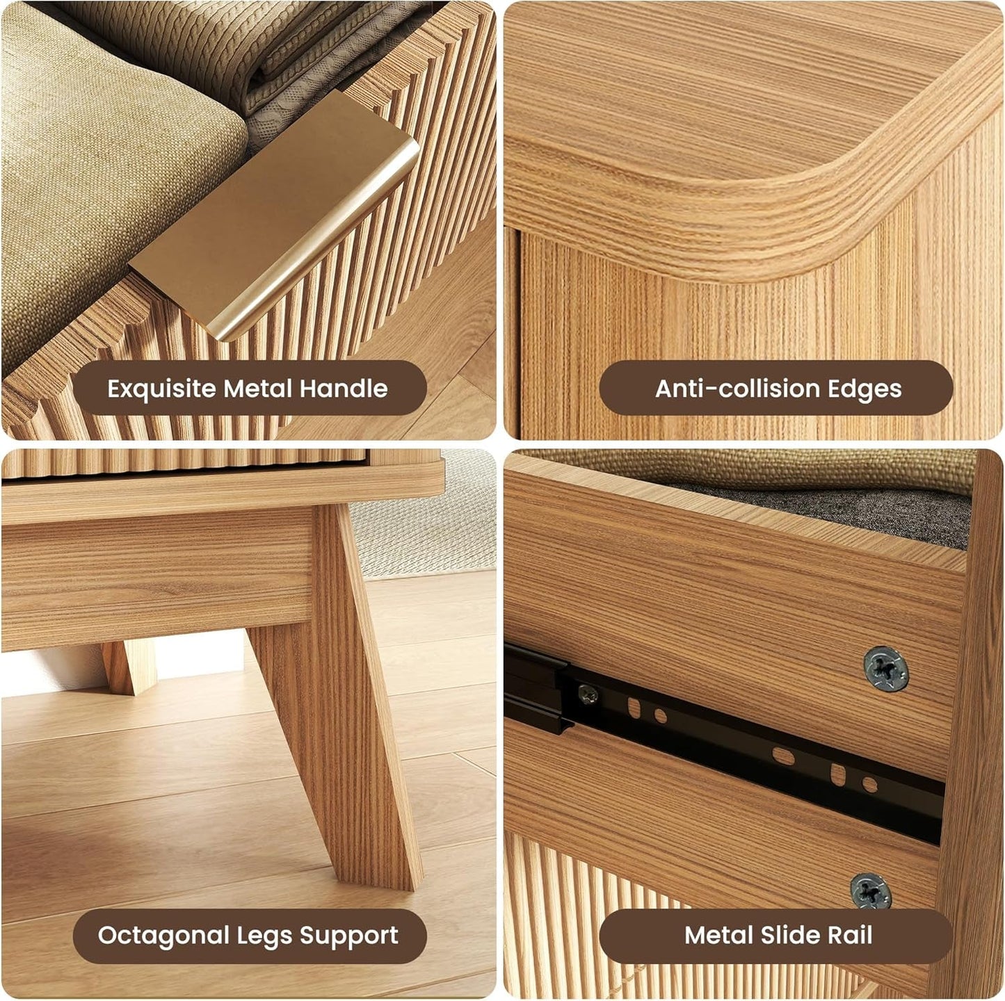 Fluted 49Inch Serpentine Dresser Oak Finish Contemporary-4