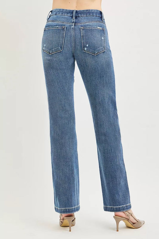 RISEN Tummy Control Stretch Mid Rise Straight Crease Line