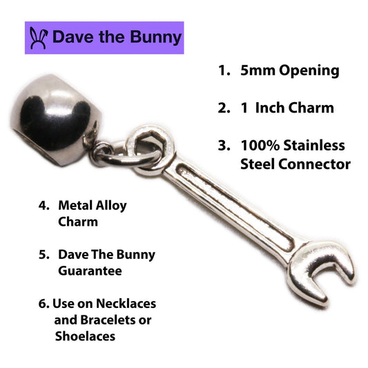 Elegant Tool Charms - Wrench Charm for Bracelet - Sterling Silver Wrench Charm for Jewelry Making - Ideal Gift for Craft Enthusiasts and DIY Lovers - Intricate Design and Durable Finish-1