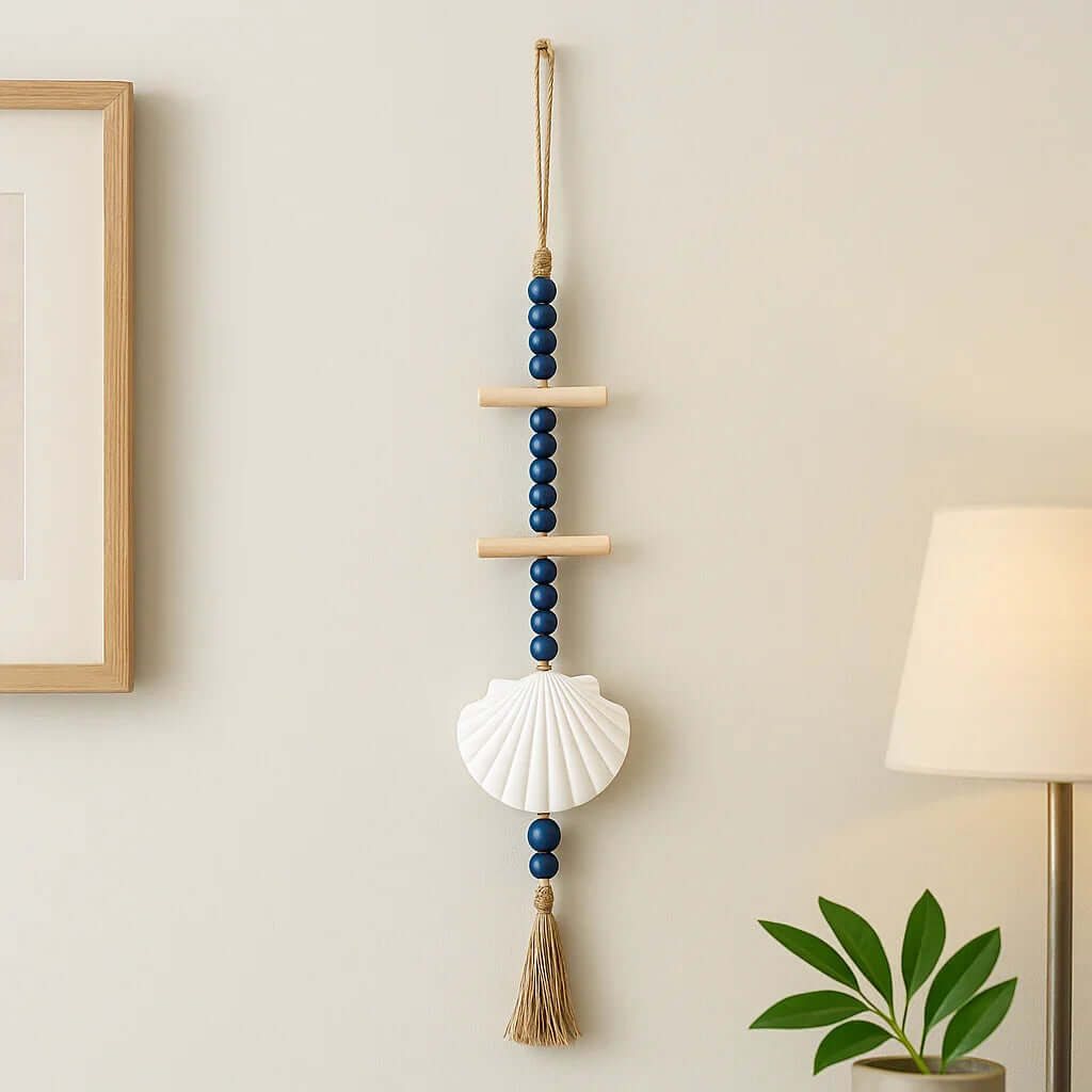 Home Decor wall hanging Wooden Scallop Shells Driftwood Sea Shells-2