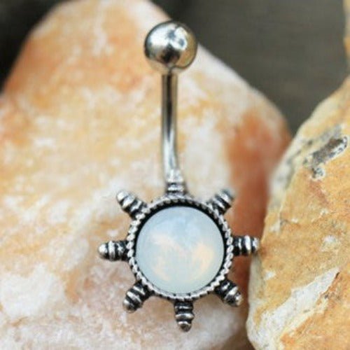 316L Stainless Steel Glaring Sun Navel Ring-0