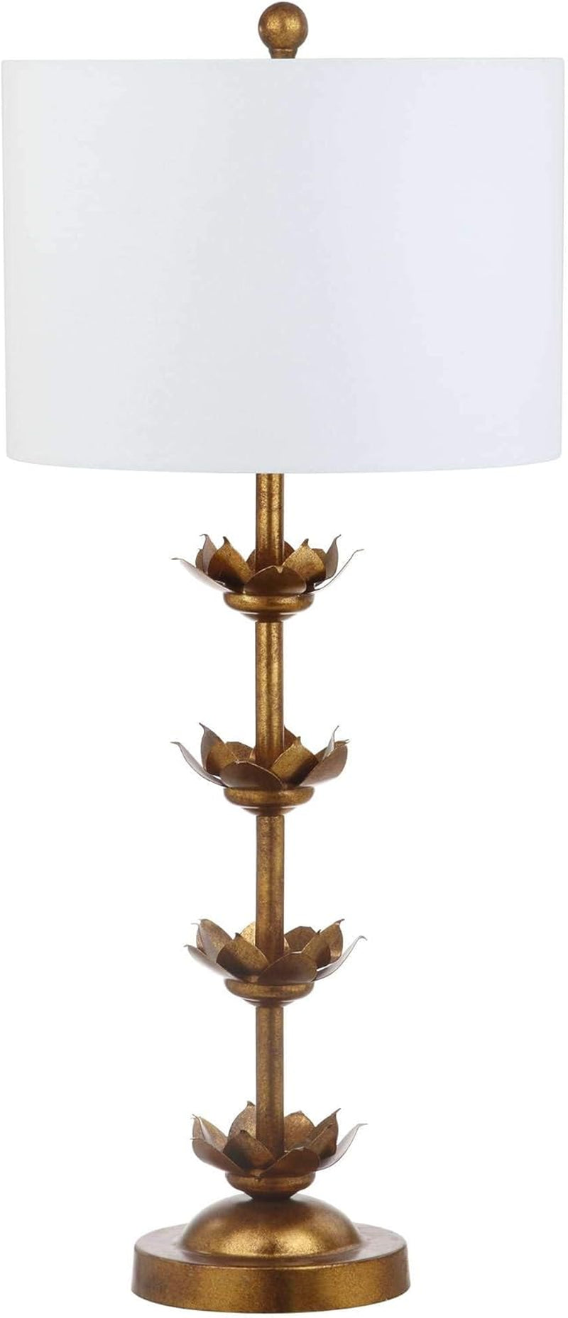 Antique Gold Leaf 32-Inch Table Lamps with White Drum Shade, Set of 2-3