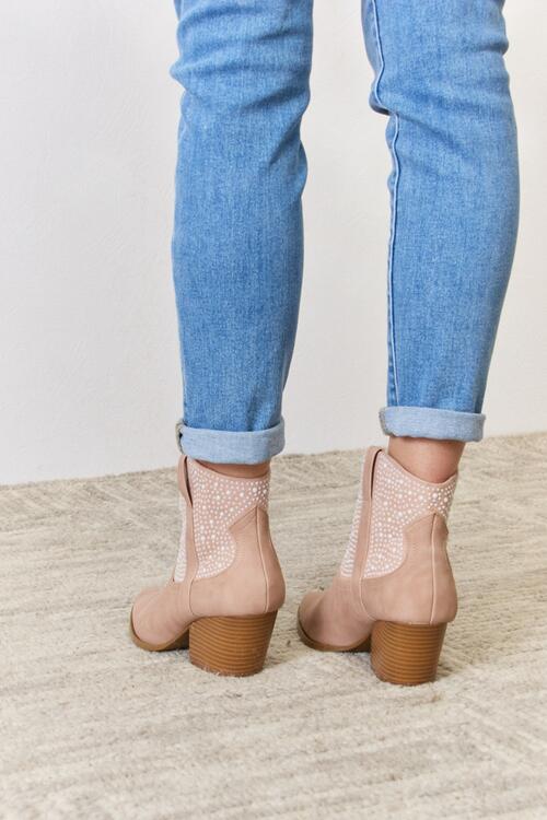 Elacy Favorite Rhinestone Ankle Cowgirl Booties