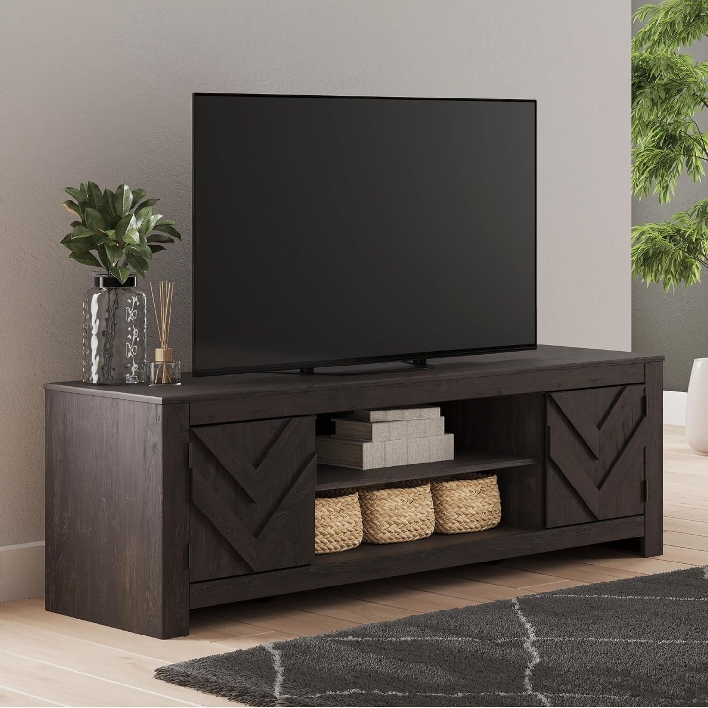 Cayboni Contem porary SeventyOneInch TV Stand Ebony-1