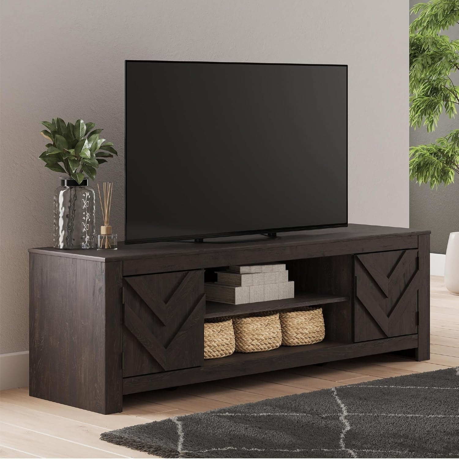 Cayboni Contem porary SeventyOneInch TV Stand Ebony-1