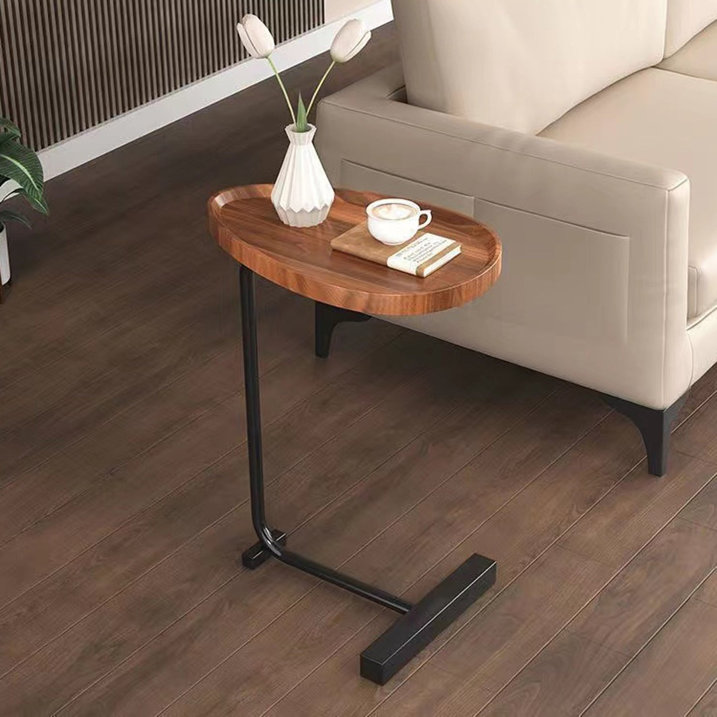 C-shaped Brown Side Table