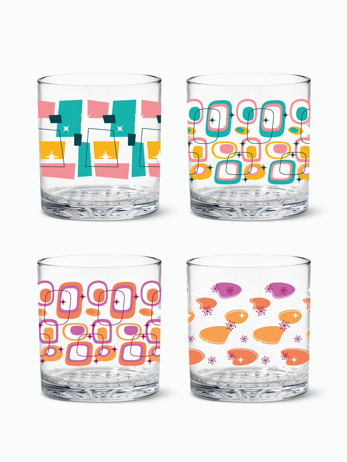 Mid-Century Retro Pattern - RESERVE 12oz Old Fashioned Tritan™ Copolyester Glass-0