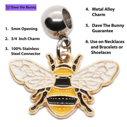 Bee Charms - Bee Decor Stainless Steel Connector with Metal Alloy Charm for Elegant Bumblebee Decorations and Bumblebee Decor-1