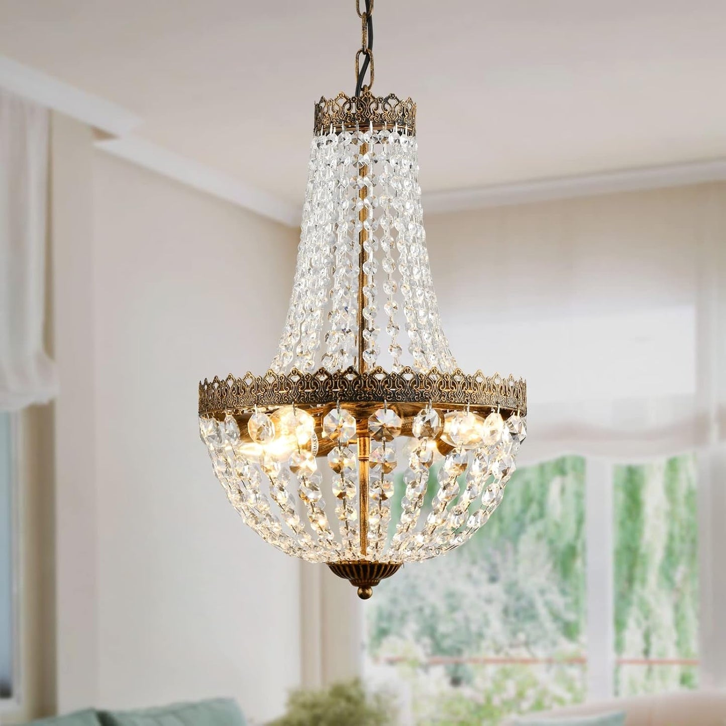 French Crystal Chandelier Bronze Finish Four Light-0