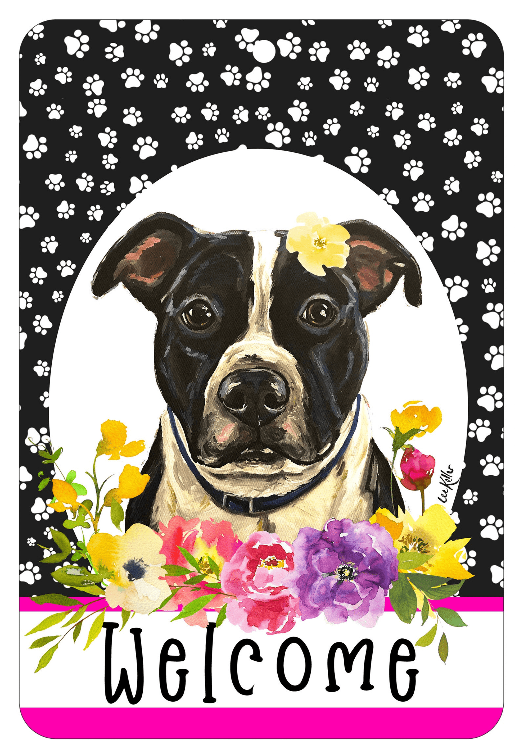 Pit Bull Welcome Indoor/Outdoor Aluminium Sign - 8" X 12"-1