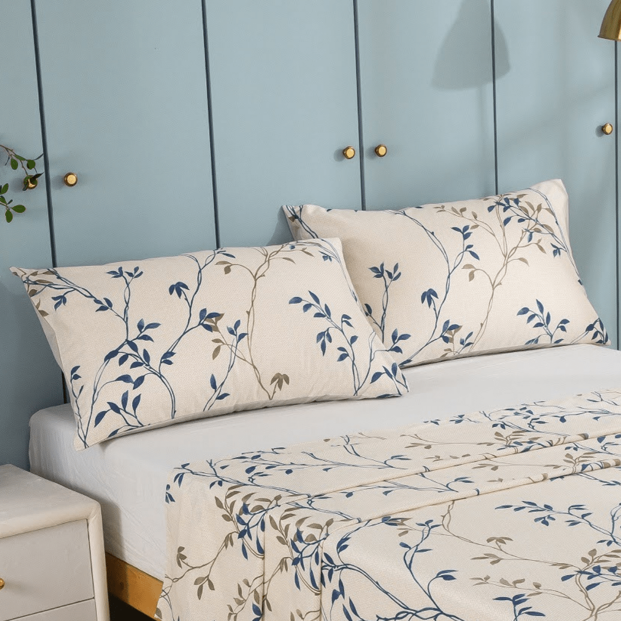 Tache Poplin Cotton Elegant Leaf Vine Cream Beige Pillowcase (JHW-842)-1