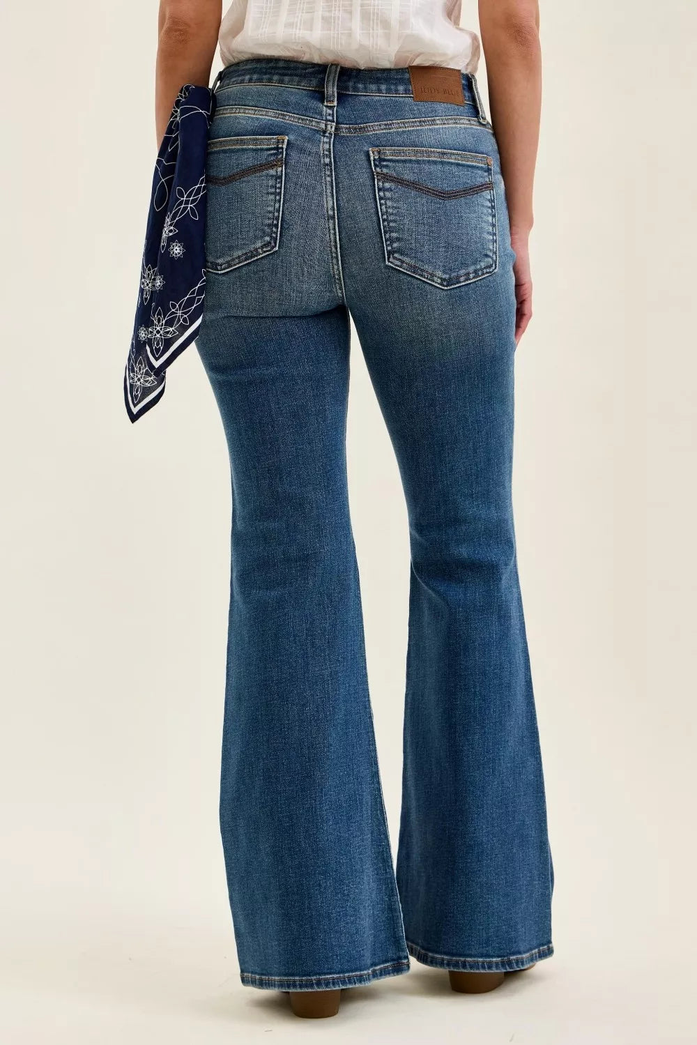 Jaqueline Mid Rise Flare with Triple Needle Back Pkts and Bandana Loop