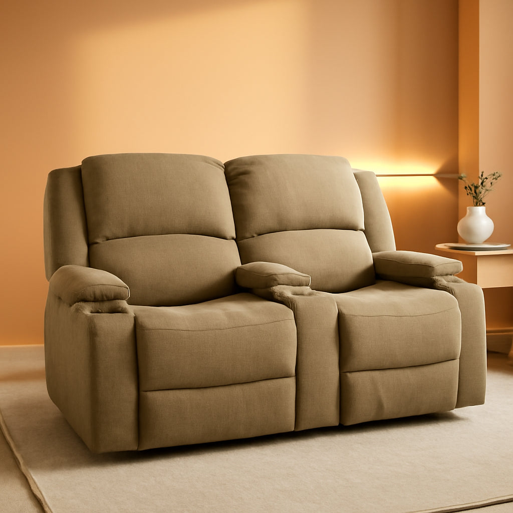 Powered Double RV Wall Hugger Recliner Sofa 67 Inch Oatmeal-0