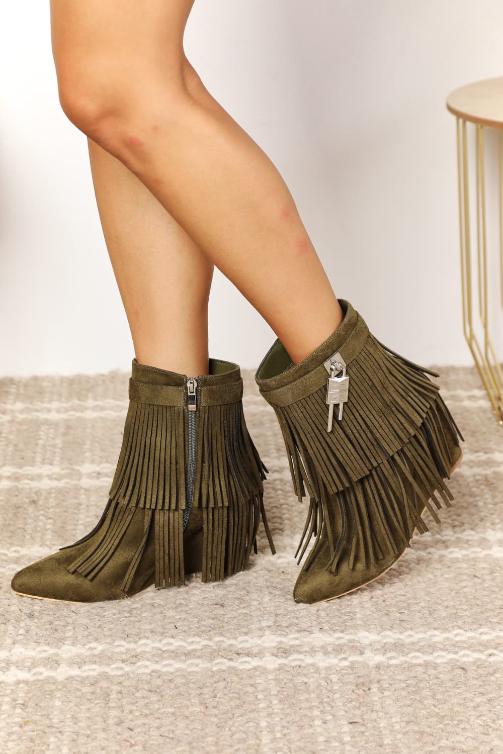 Legend Women's Tassel Wedge Heel Ankle Booties-0