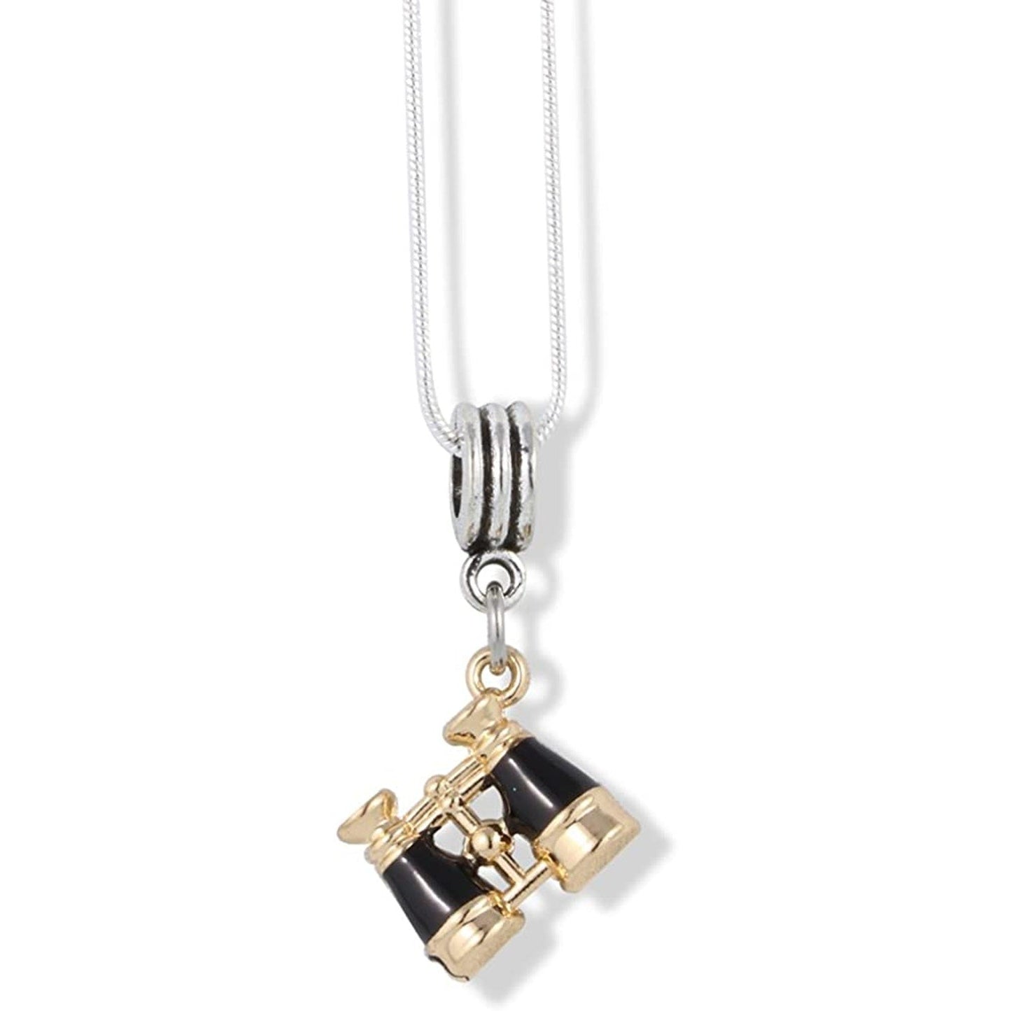Binoculars Black and Gold Necklace Pendant Jewelry-0