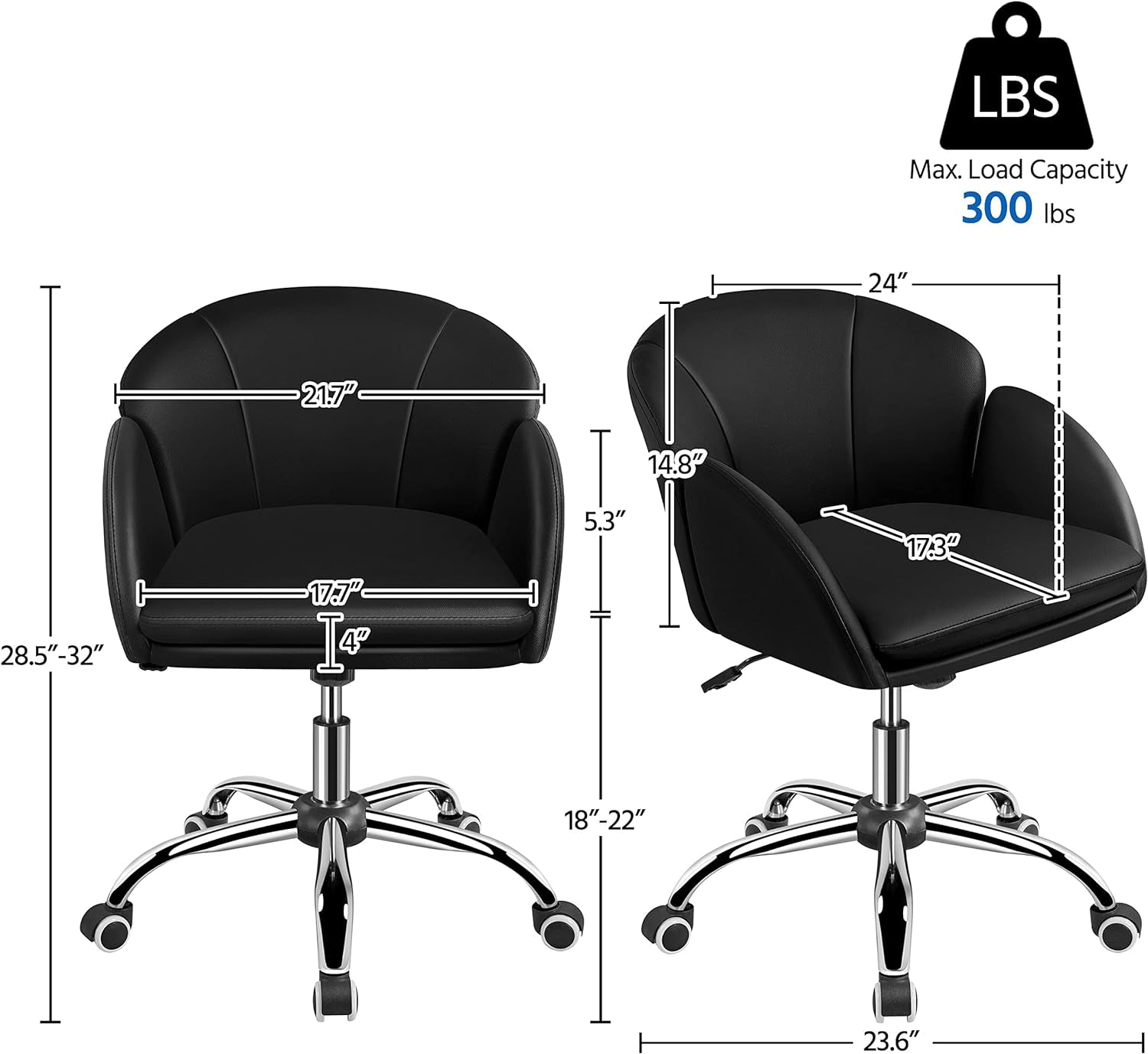 Black Velvet Upholstered Swivel Desk Chair For Office-2