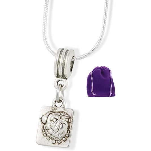 Pug Dog on Square Charm Snake Chain Necklace-0