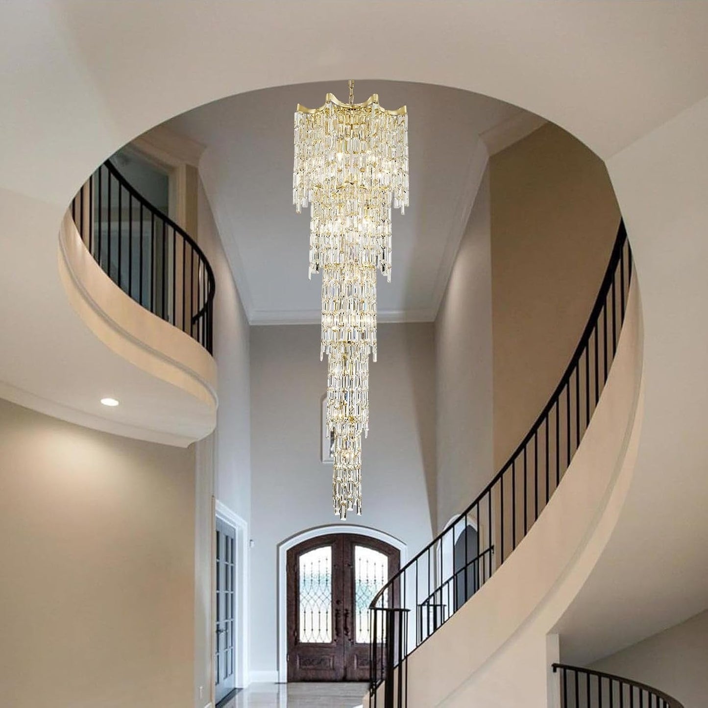 Seventy Nine Inch Gold Crystal Chandelier With K9 Crystals-3