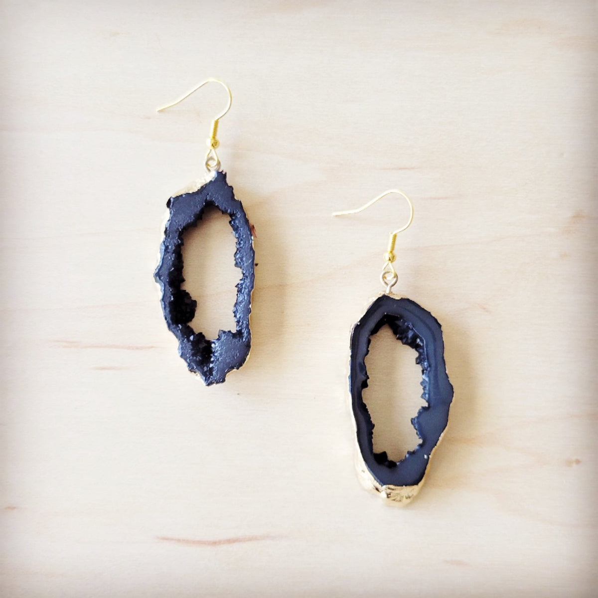 Elegant Crystalized Geode Dangle Earrings-0