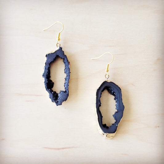 Elegant Crystalized Geode Dangle Earrings-0