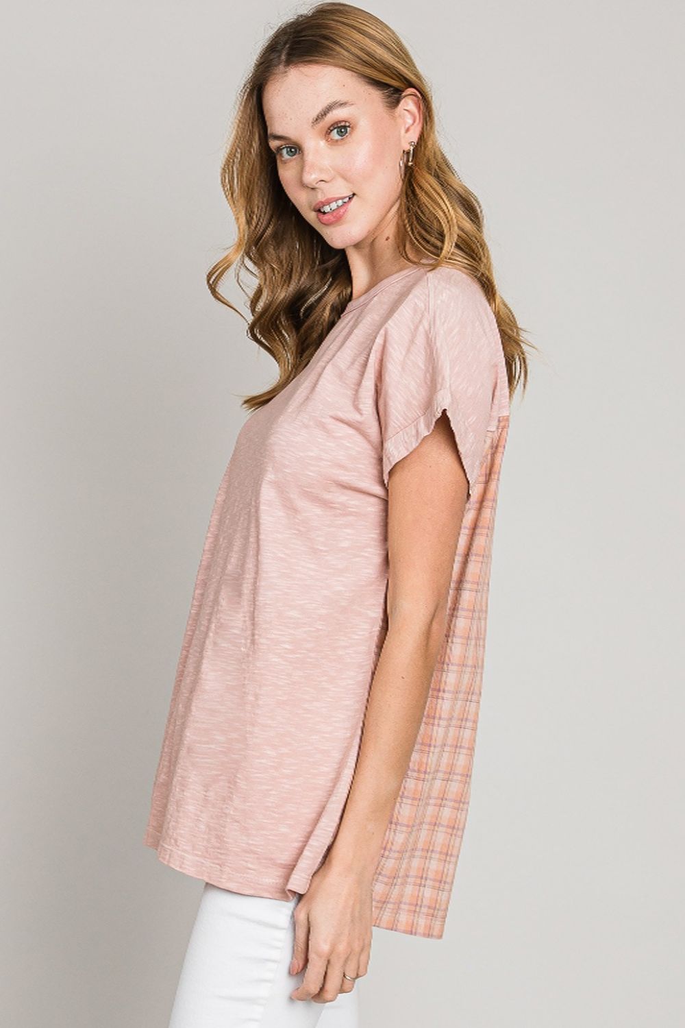 Cotton Bleu by Nu Label Plaid Short Sleeve T-Shirt-2