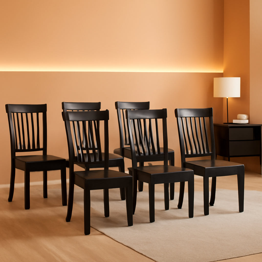 Wooden Windsor Dining Chairs Set Of 6 Dark Brown With Spindle Back-0